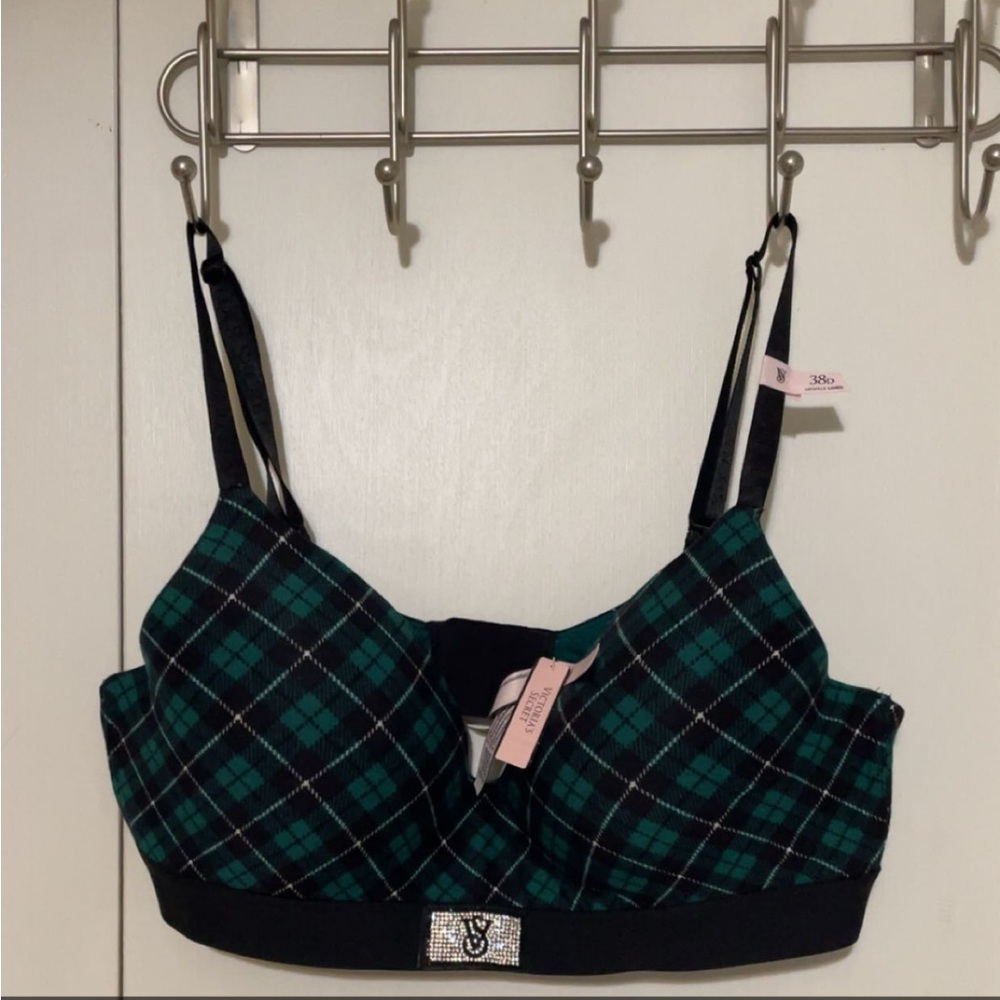 Victoria's Secret Plaid Bra - Green and Black